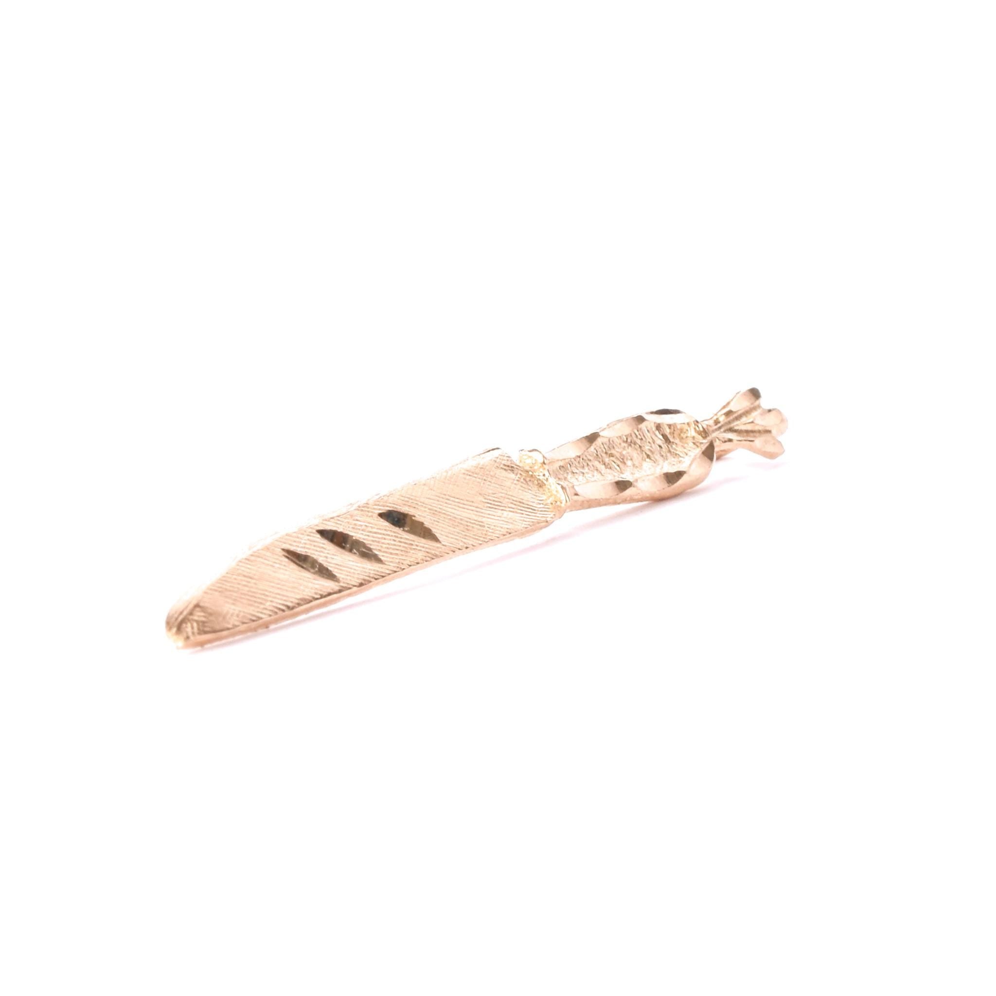 14K Gold Etched Knife Pendant