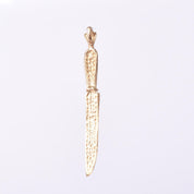 14K Gold Etched Knife Pendant