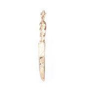 14K Gold Etched Knife Pendant