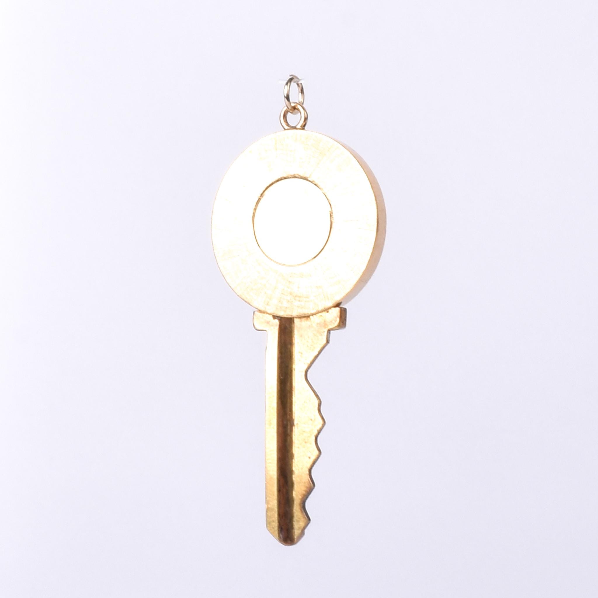 House Key Pendant with 14K Gold Medallion