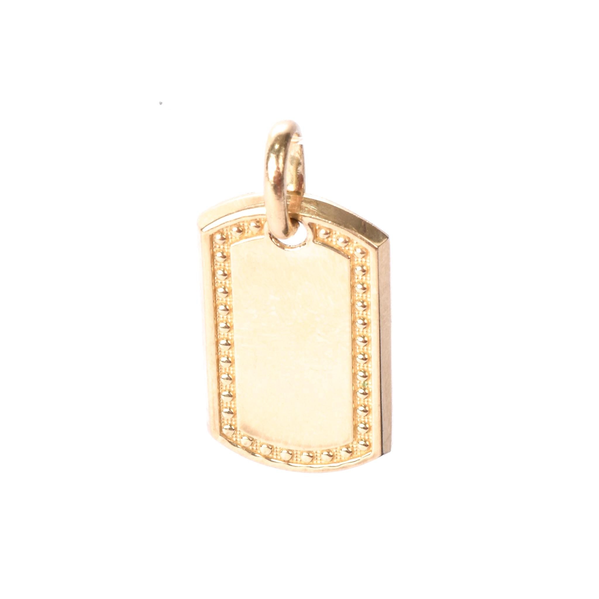 10K Gold Dog Tag Pendant