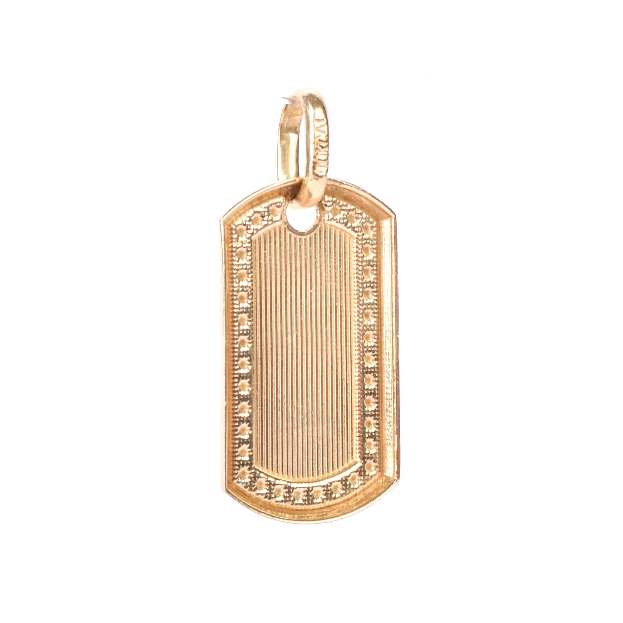 10K Gold Dog Tag Pendant