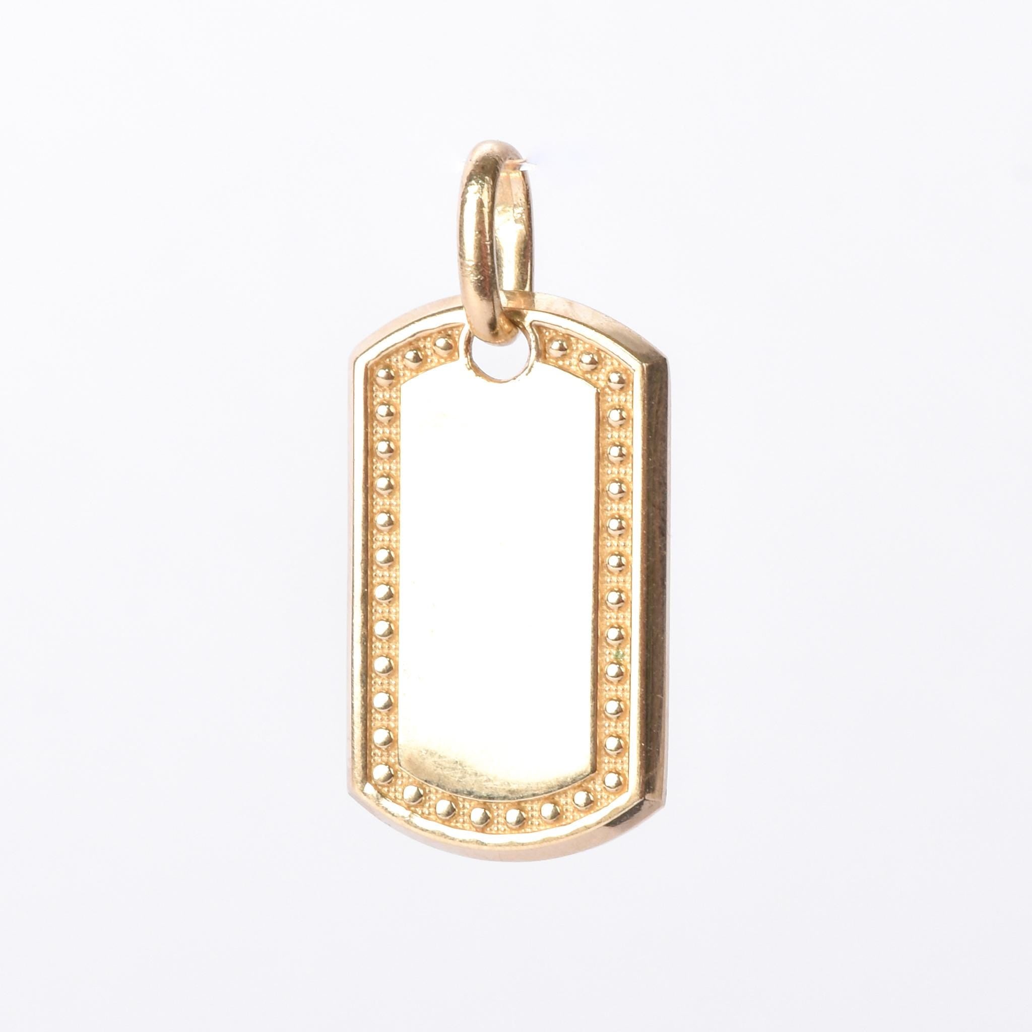 10K Gold Dog Tag Pendant