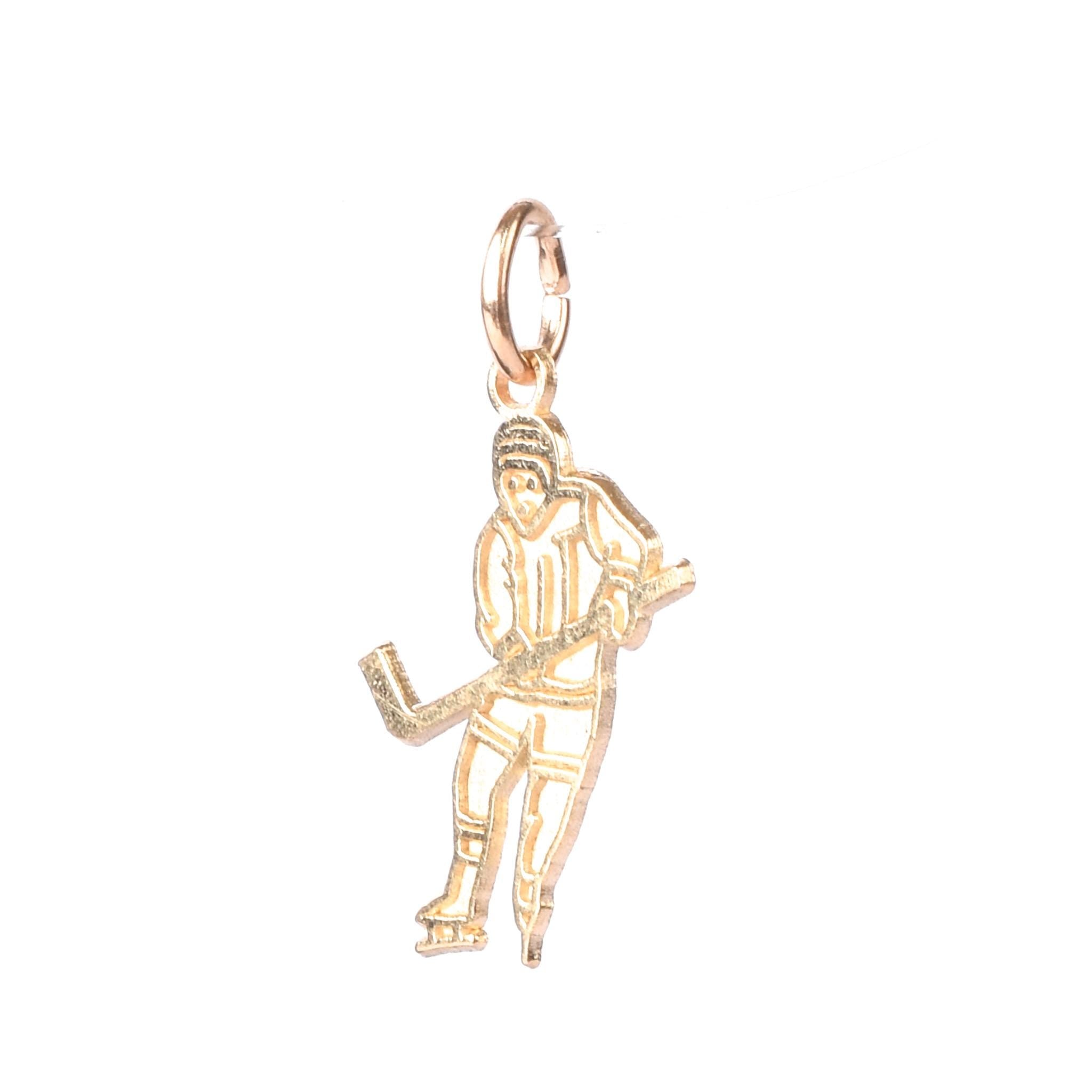 14K Gold Hockey Player Charm