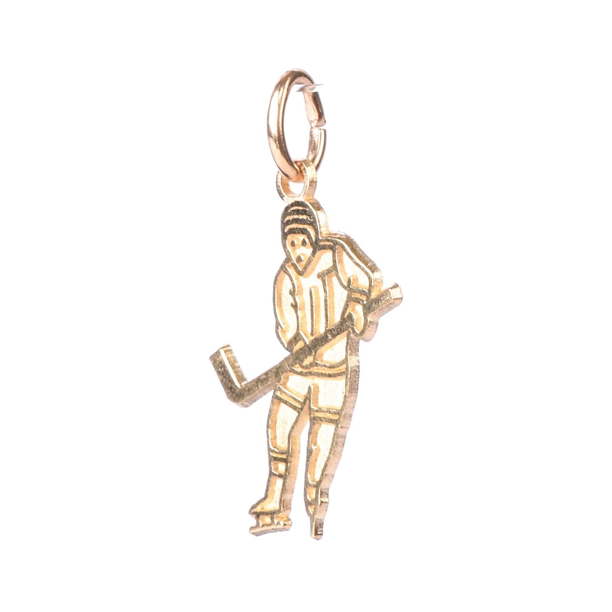 14K Gold Hockey Player Charm
