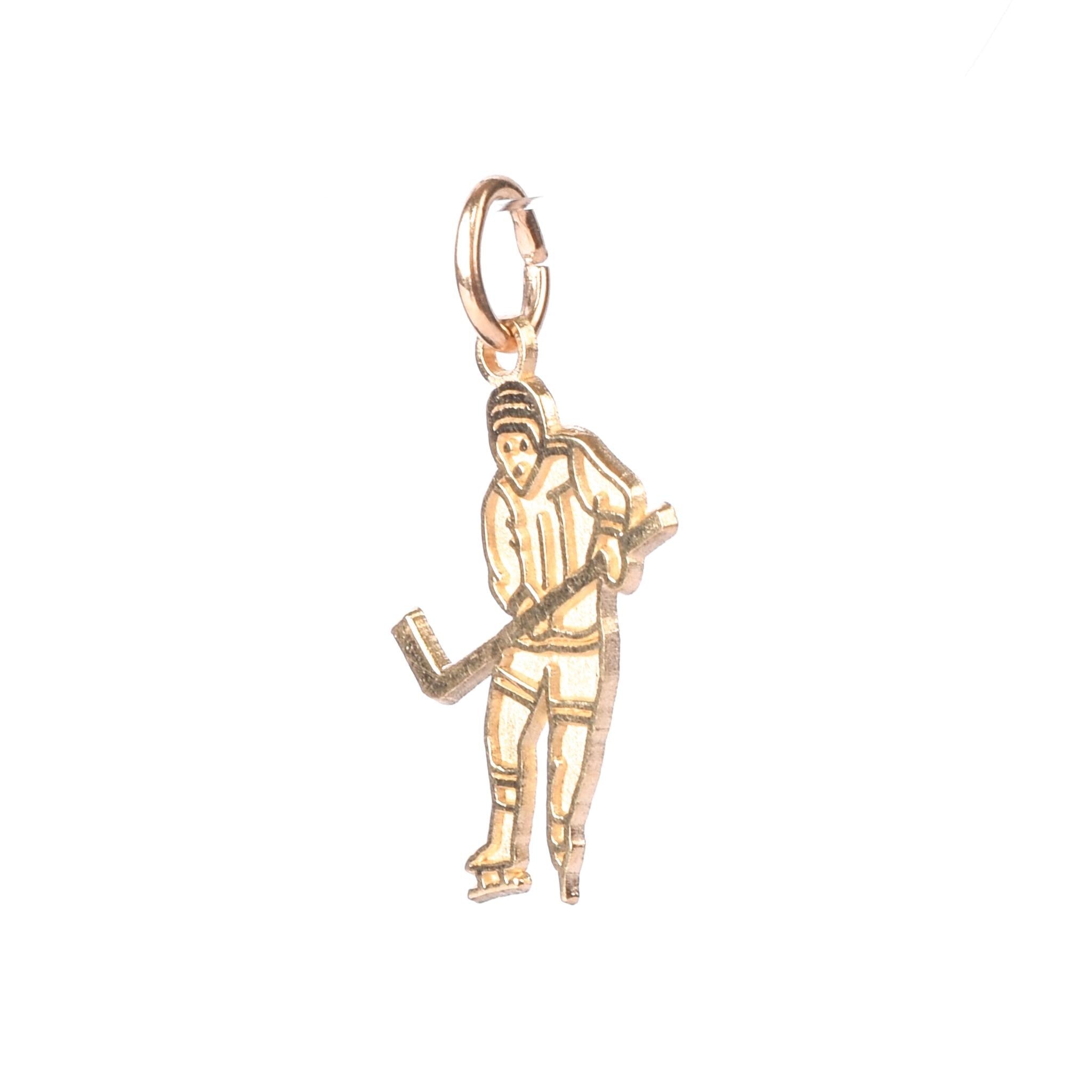14K Gold Hockey Player Charm