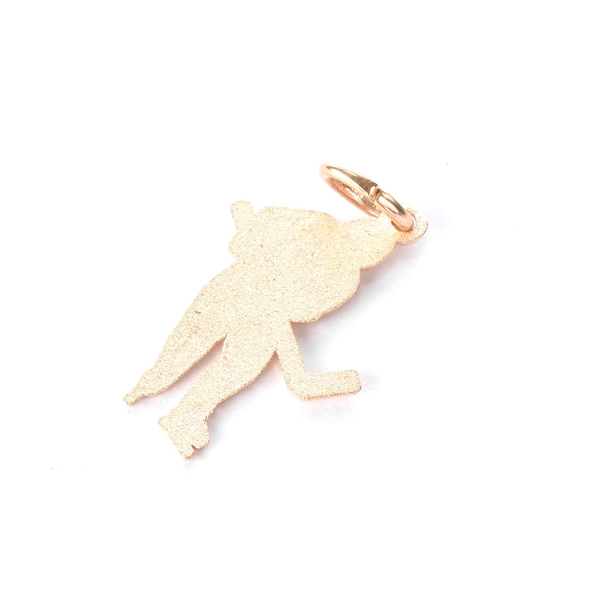 14K Gold Hockey Player Charm