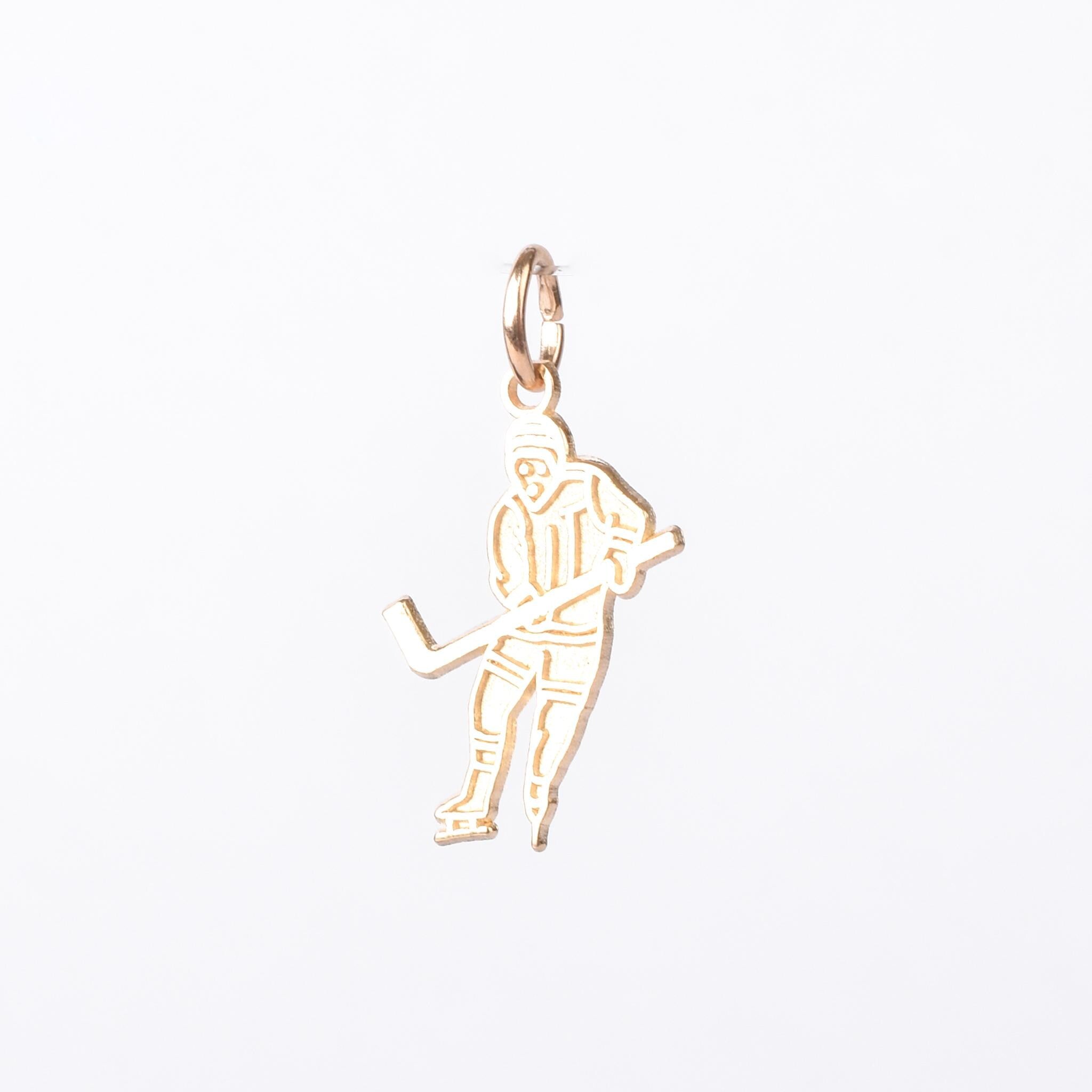 14K Gold Hockey Player Charm