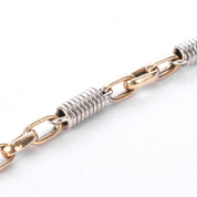 10K Two-Tone Gold Paperclip and Barrel Spring Link Bracelet