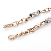10K Two-Tone Gold Paperclip and Barrel Spring Link Bracelet