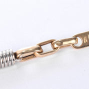 10K Two-Tone Gold Paperclip and Barrel Spring Link Bracelet