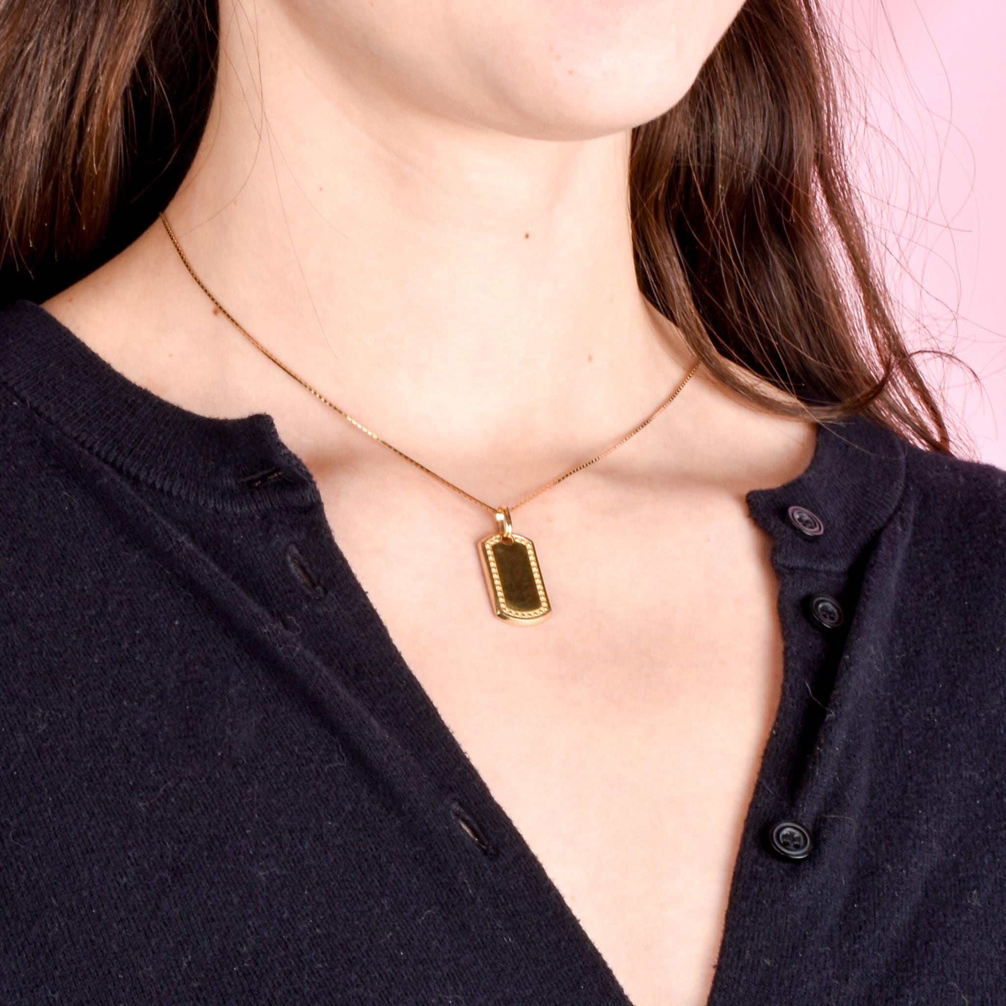 10K Gold Dog Tag Pendant