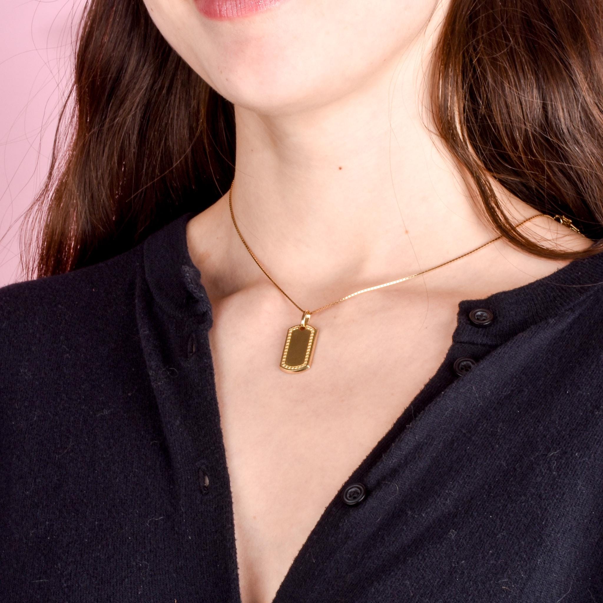 10K Gold Dog Tag Pendant