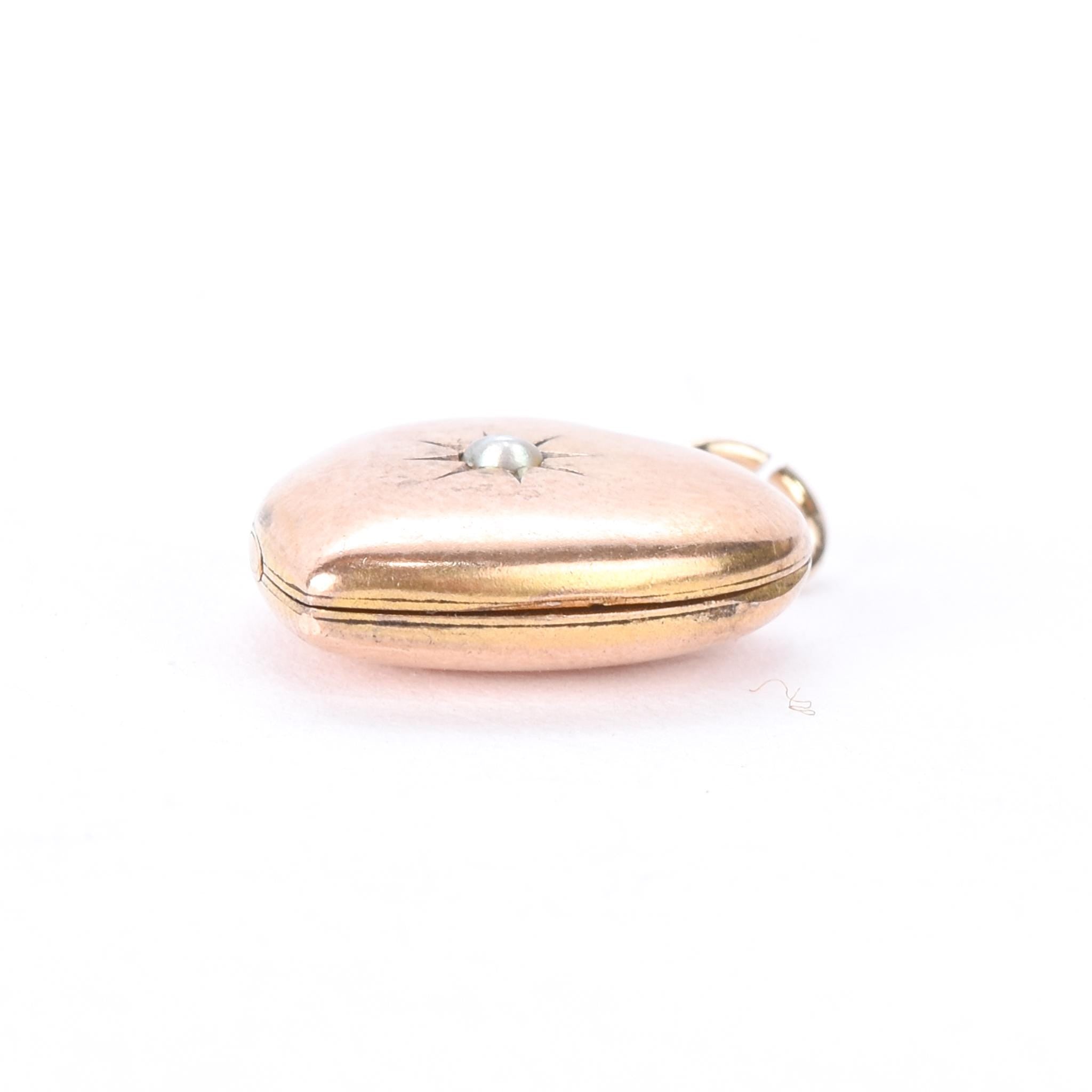Antique 10K Gold Heart-Shaped Locket with Star-Set Seed Pearl