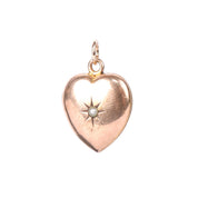 Antique 10K Gold Heart-Shaped Locket with Star-Set Seed Pearl