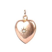 Antique 10K Gold Heart-Shaped Locket with Star-Set Seed Pearl