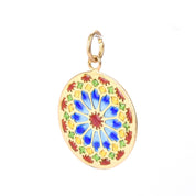 18K Gold French Plique A Jour Enamel Window Pendant