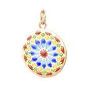 18K Gold French Plique A Jour Enamel Window Pendant