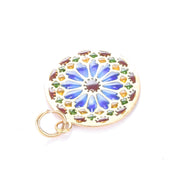 18K Gold French Plique A Jour Enamel Window Pendant