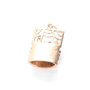14K Gold Liquor Bar Pendant with Rubies & Aquamarine