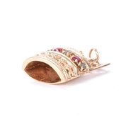 14K Gold Liquor Bar Pendant with Rubies & Aquamarine