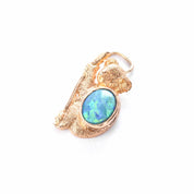 10K Gold Koala Pendant/Charm with Bright Blue Australian Opal