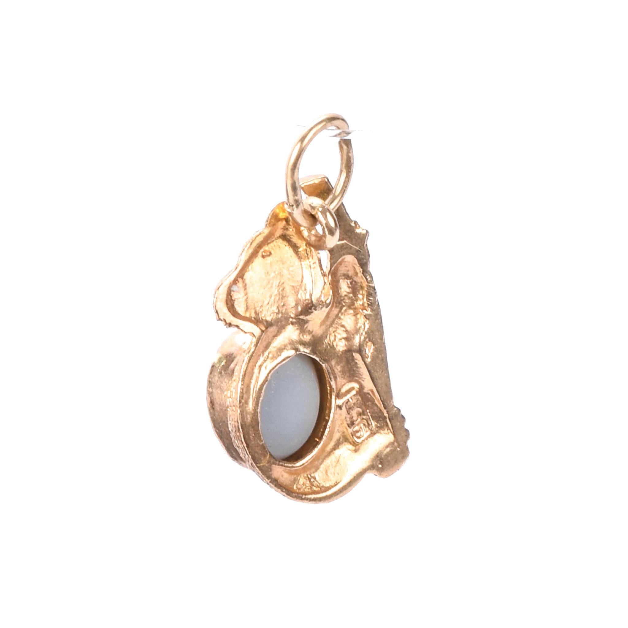 10K Gold Koala Pendant/Charm with Bright Blue Australian Opal