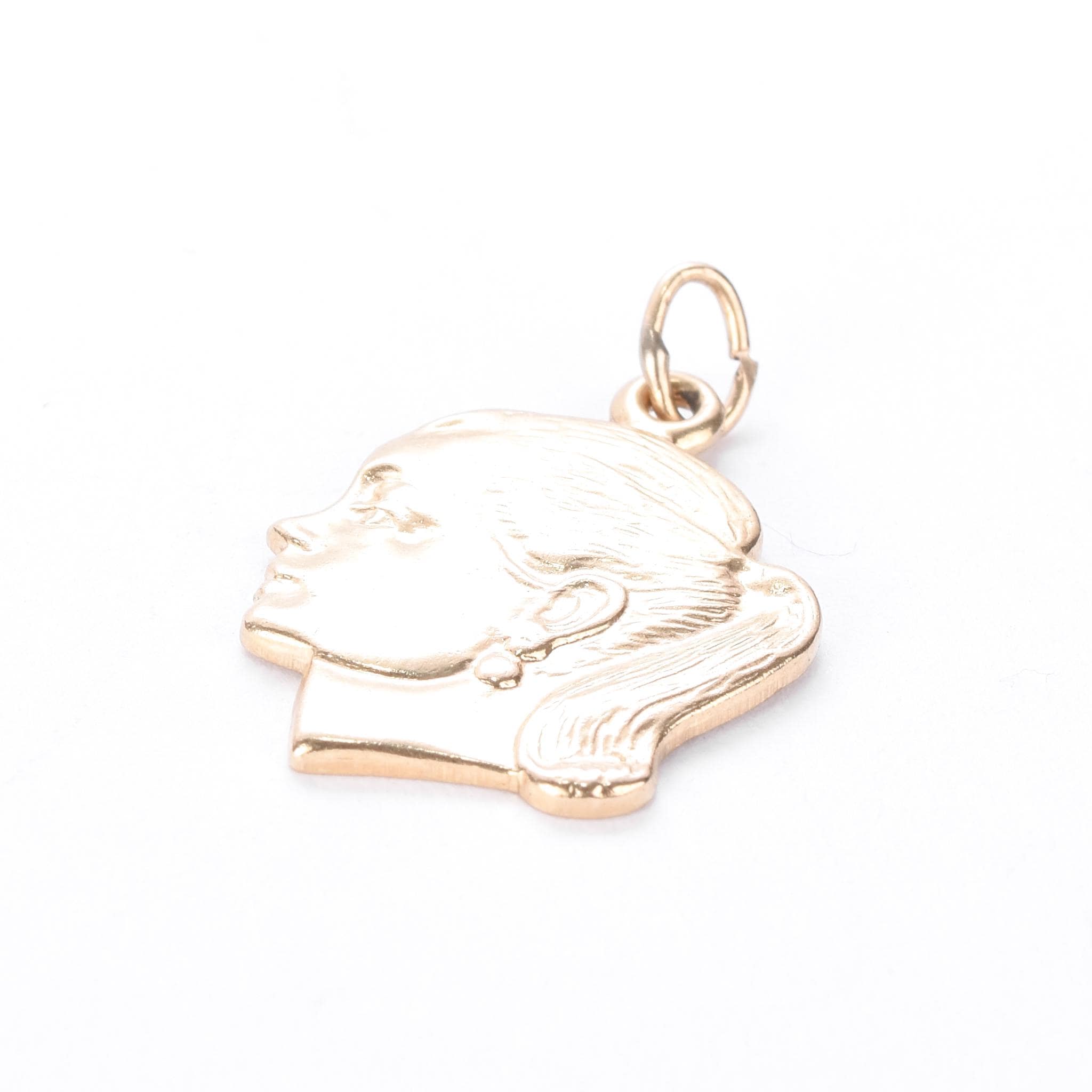 14K Gold Girl with Ponytail Profile Pendant