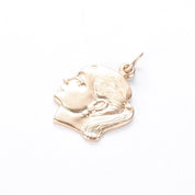 14K Gold Girl with Ponytail Profile Pendant