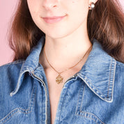 14K Gold Girl with Ponytail Profile Pendant