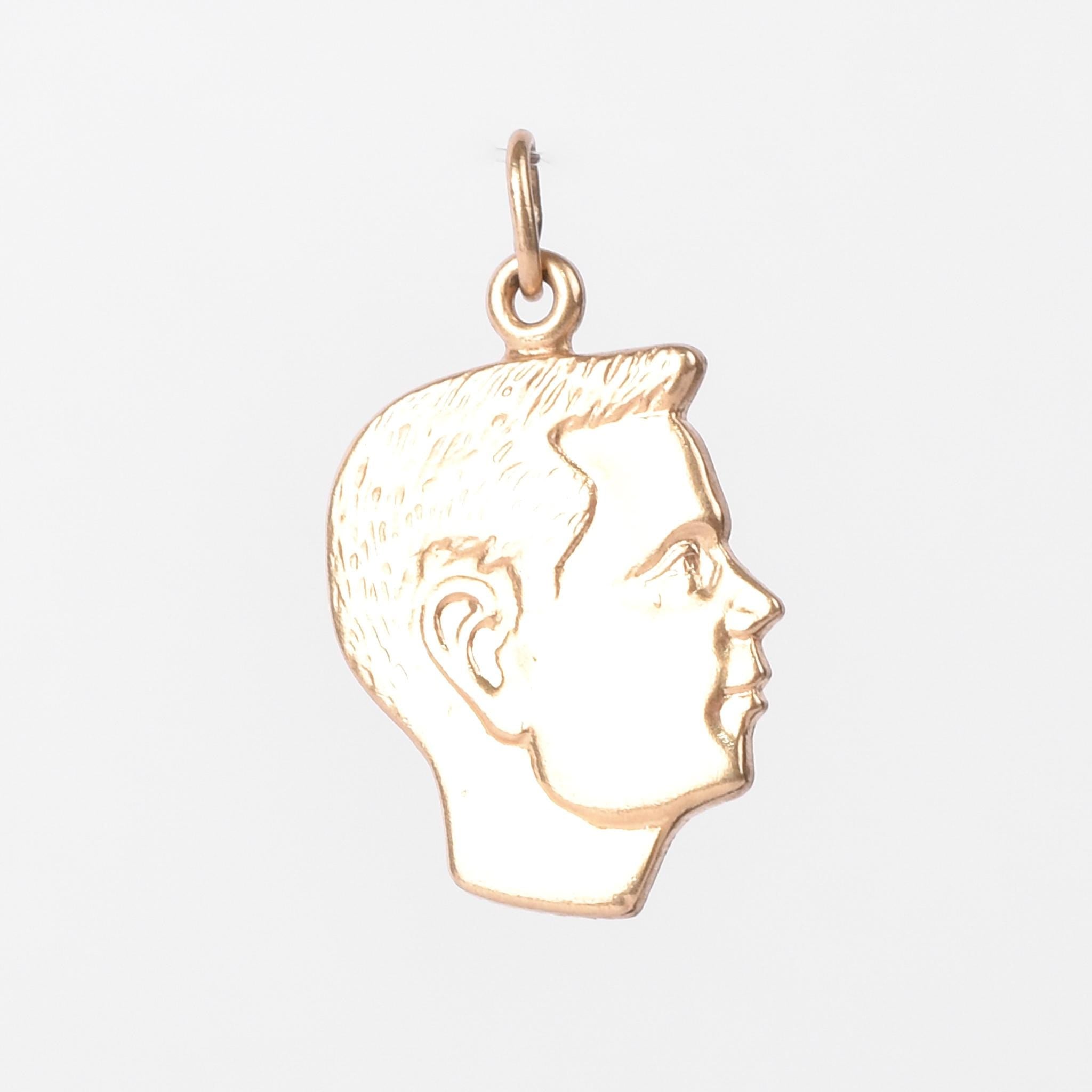 14K Gold Young Boy Profile Pendant