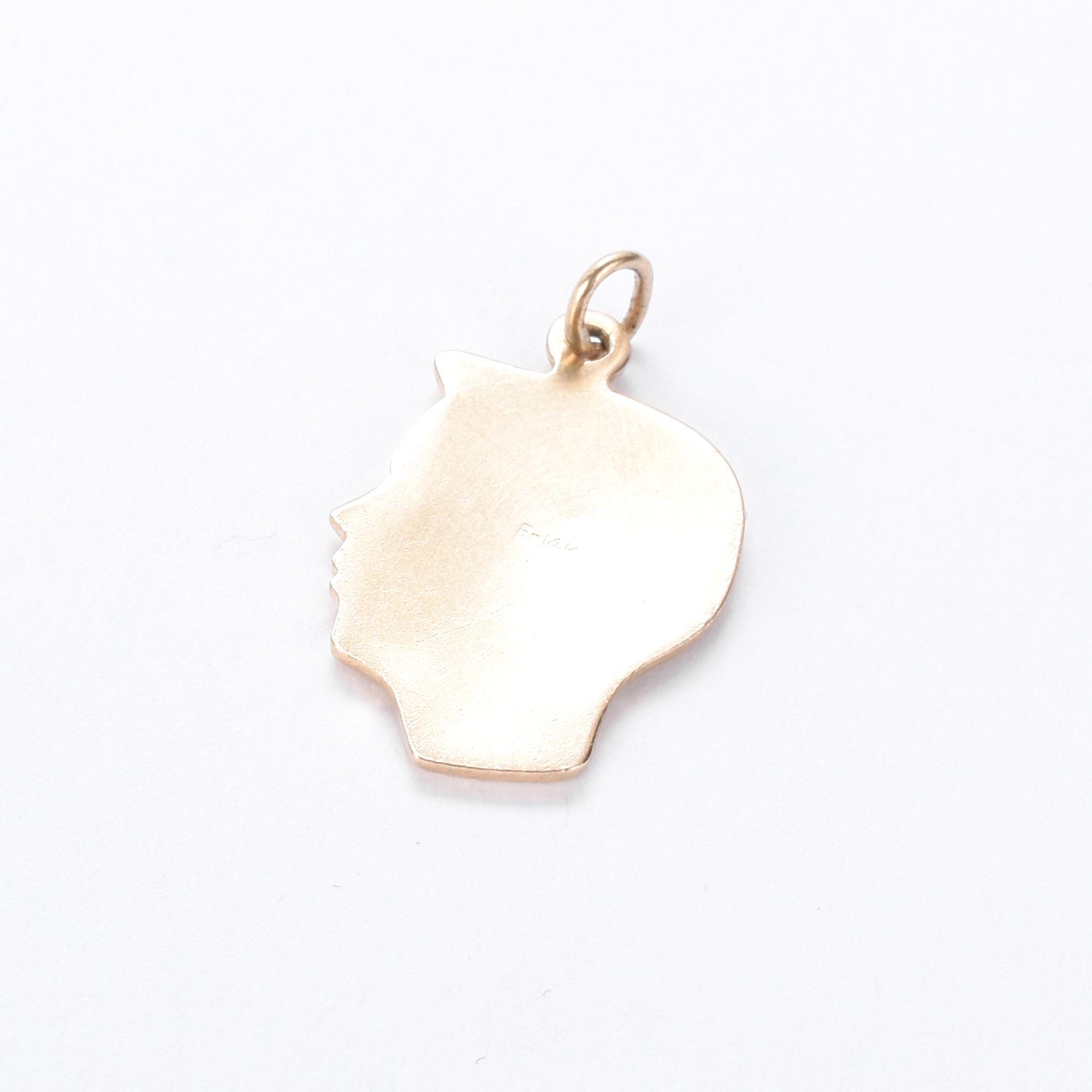 14K Gold Young Boy Profile Pendant