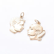 14K Gold Young Boy Profile Pendant