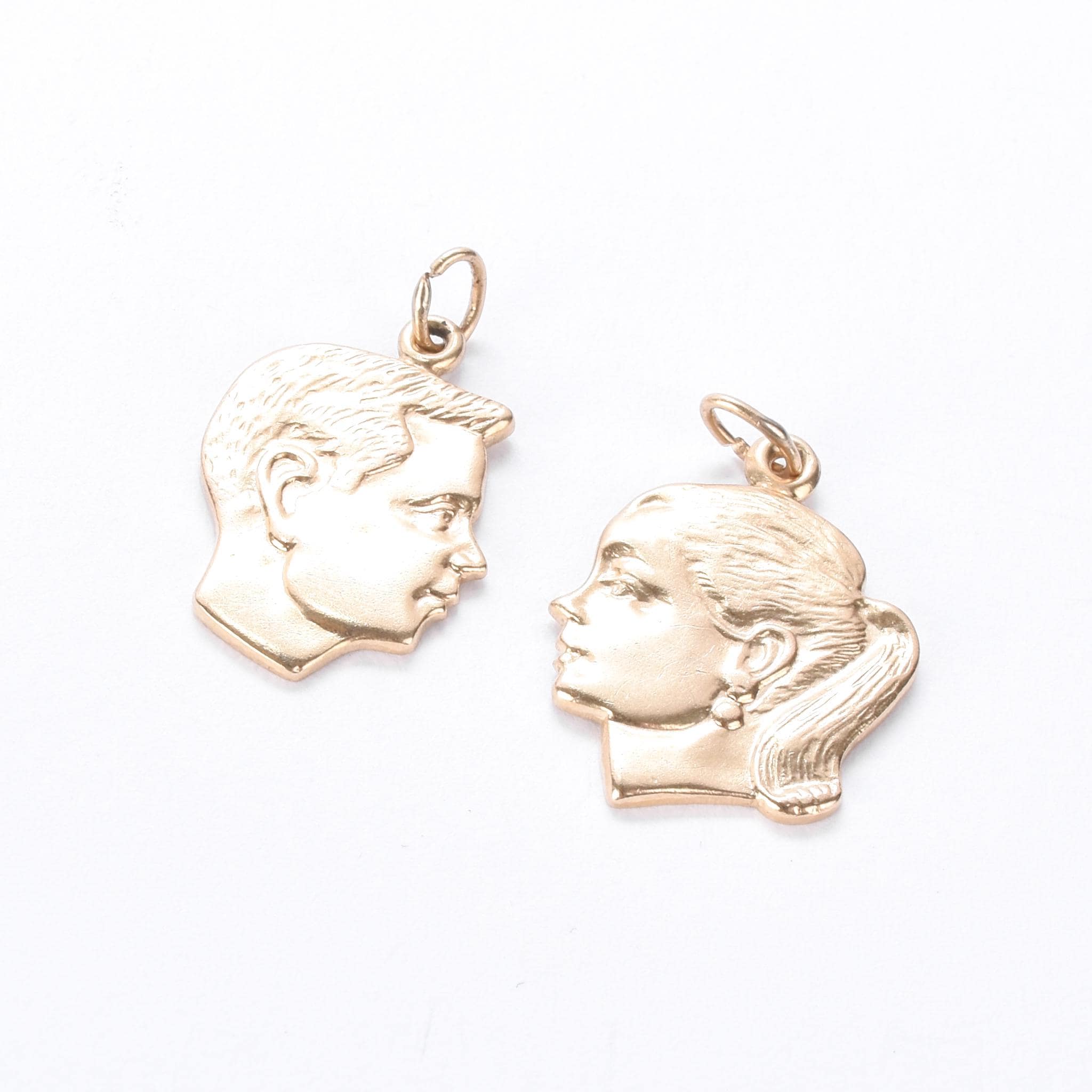 14K Gold Young Boy Profile Pendant