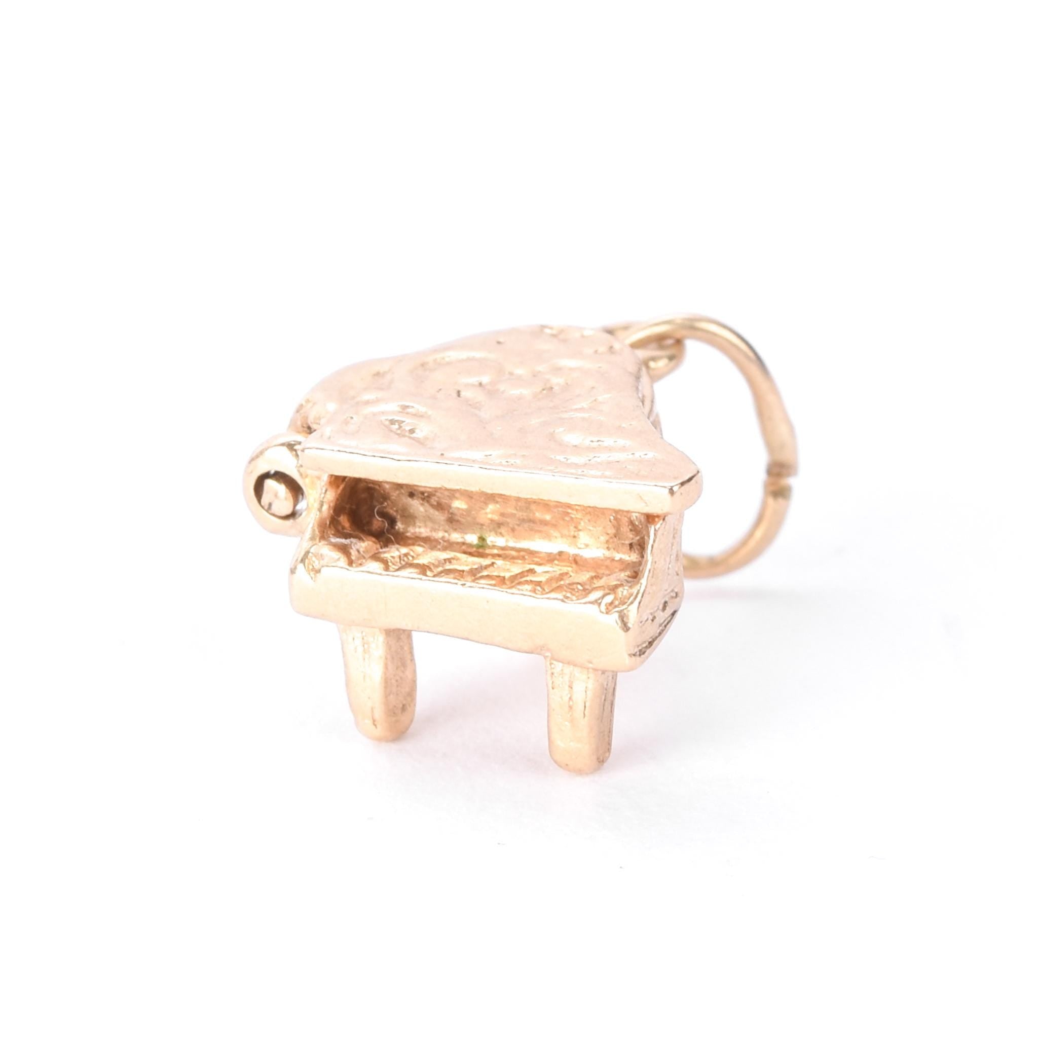 14K Gold Miniature Piano Charm with Opening Lid