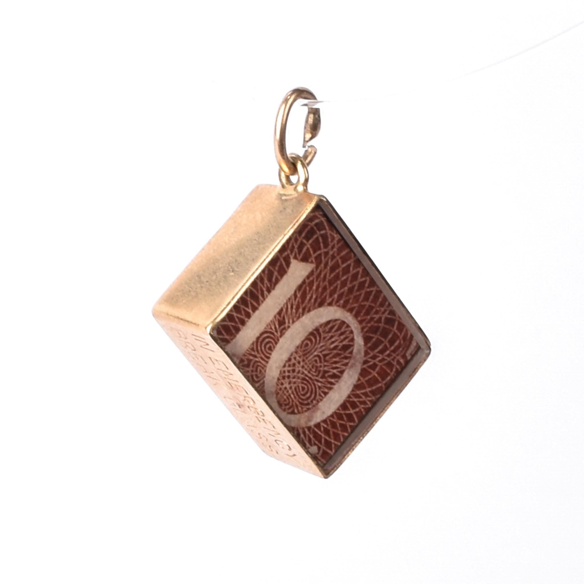 9K Gold 10 Shilling Emergency Dollar Pendant