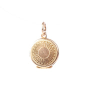 10K Gold Miniature Sun-Etched Locket Charm