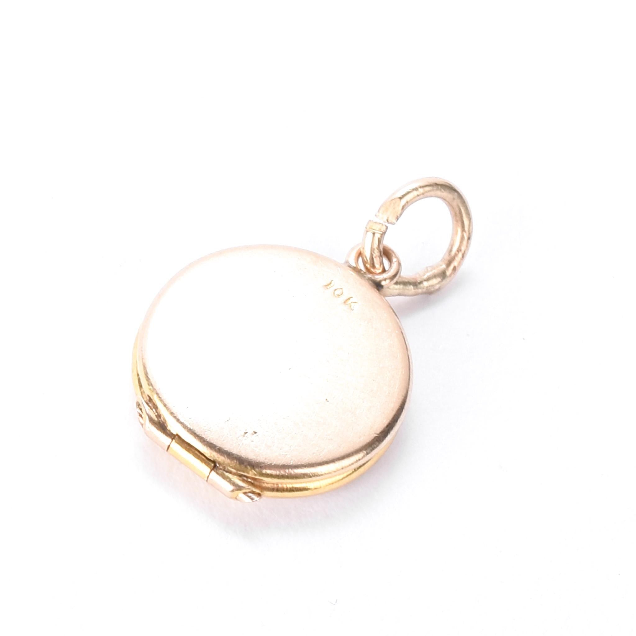 10K Gold Miniature Sun-Etched Locket Charm