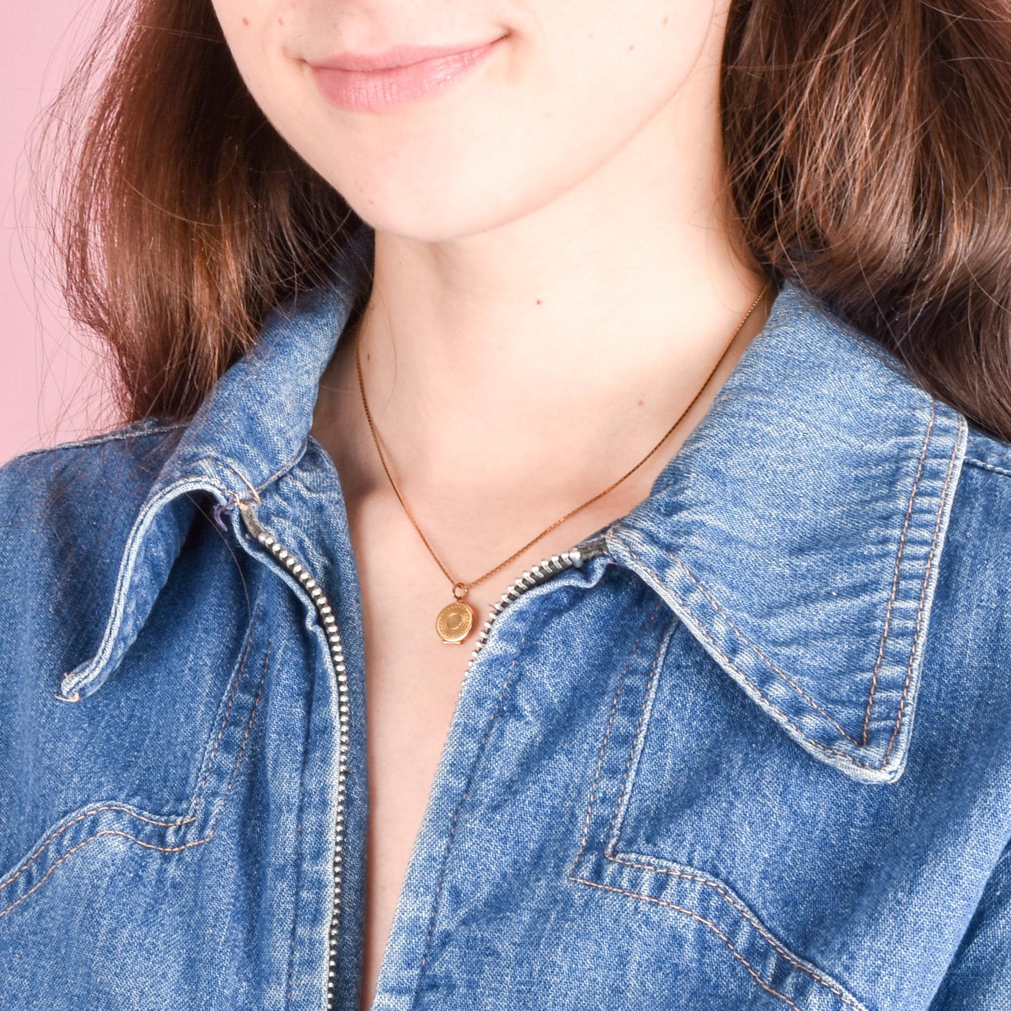 10K Gold Miniature Sun-Etched Locket Charm