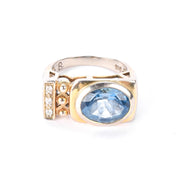 10K Gold Modernist Blue and Clear Topaz Ring