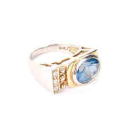 10K Gold Modernist Blue and Clear Topaz Ring