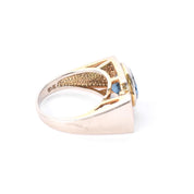 10K Gold Modernist Blue and Clear Topaz Ring