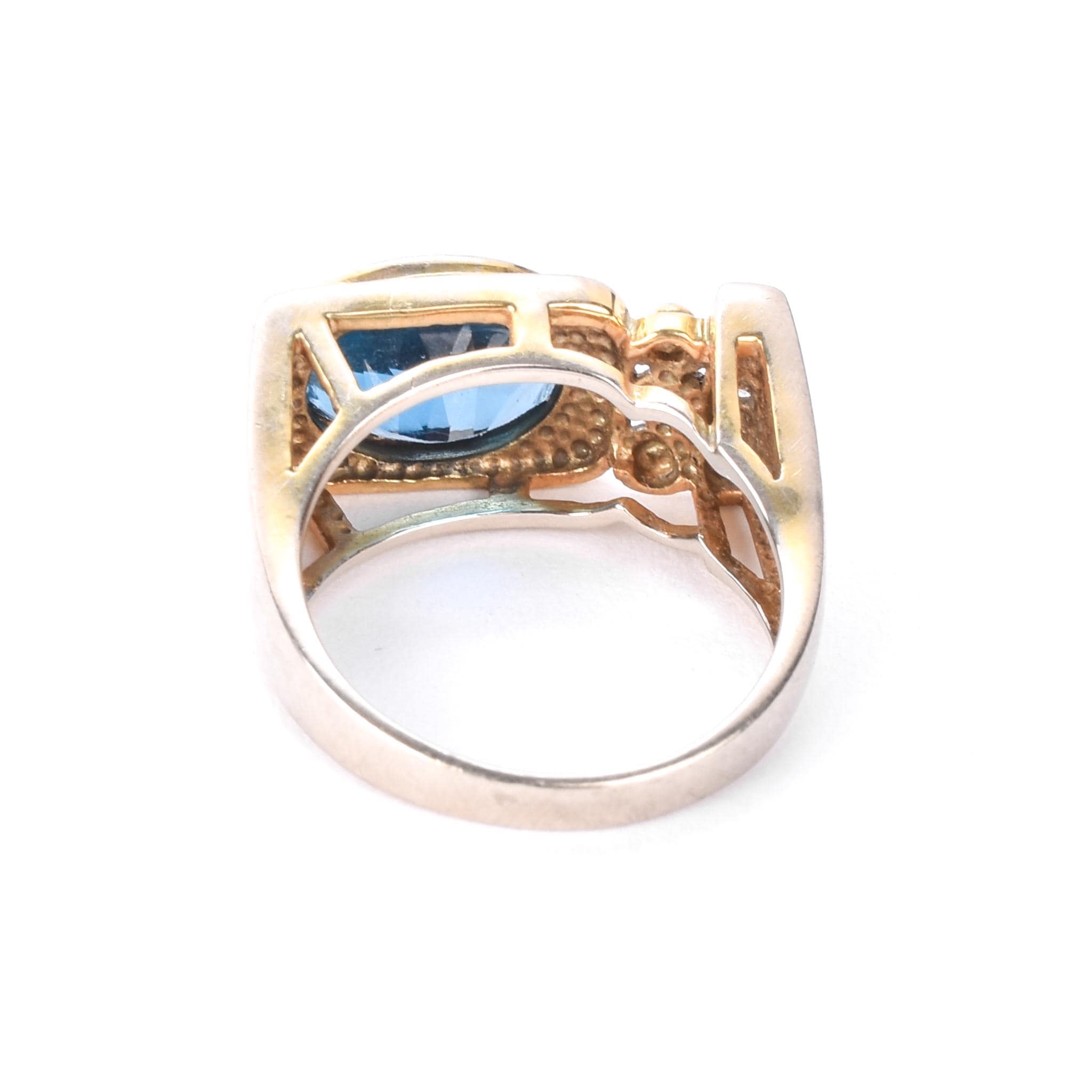 10K Gold Modernist Blue and Clear Topaz Ring