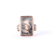 14K Gold Dendritic Agate Statement Ring