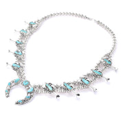 Hand-Signed Sterling Silver & Turquoise Horseshoe Squash Blossom