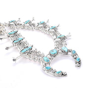 Hand-Signed Sterling Silver & Turquoise Horseshoe Squash Blossom