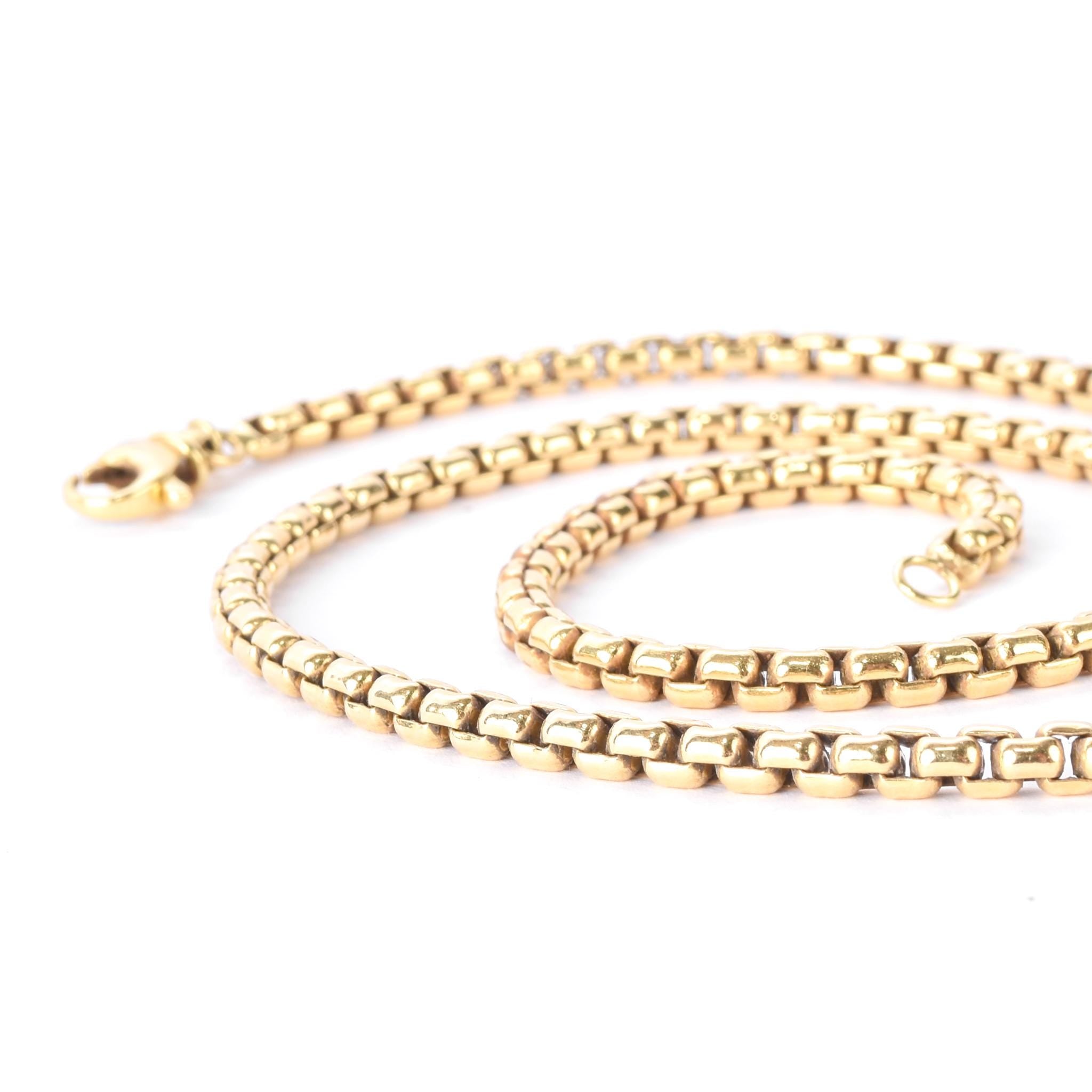 Vintage David Yurman 3.2mm 18K Gold Box Chain Necklace