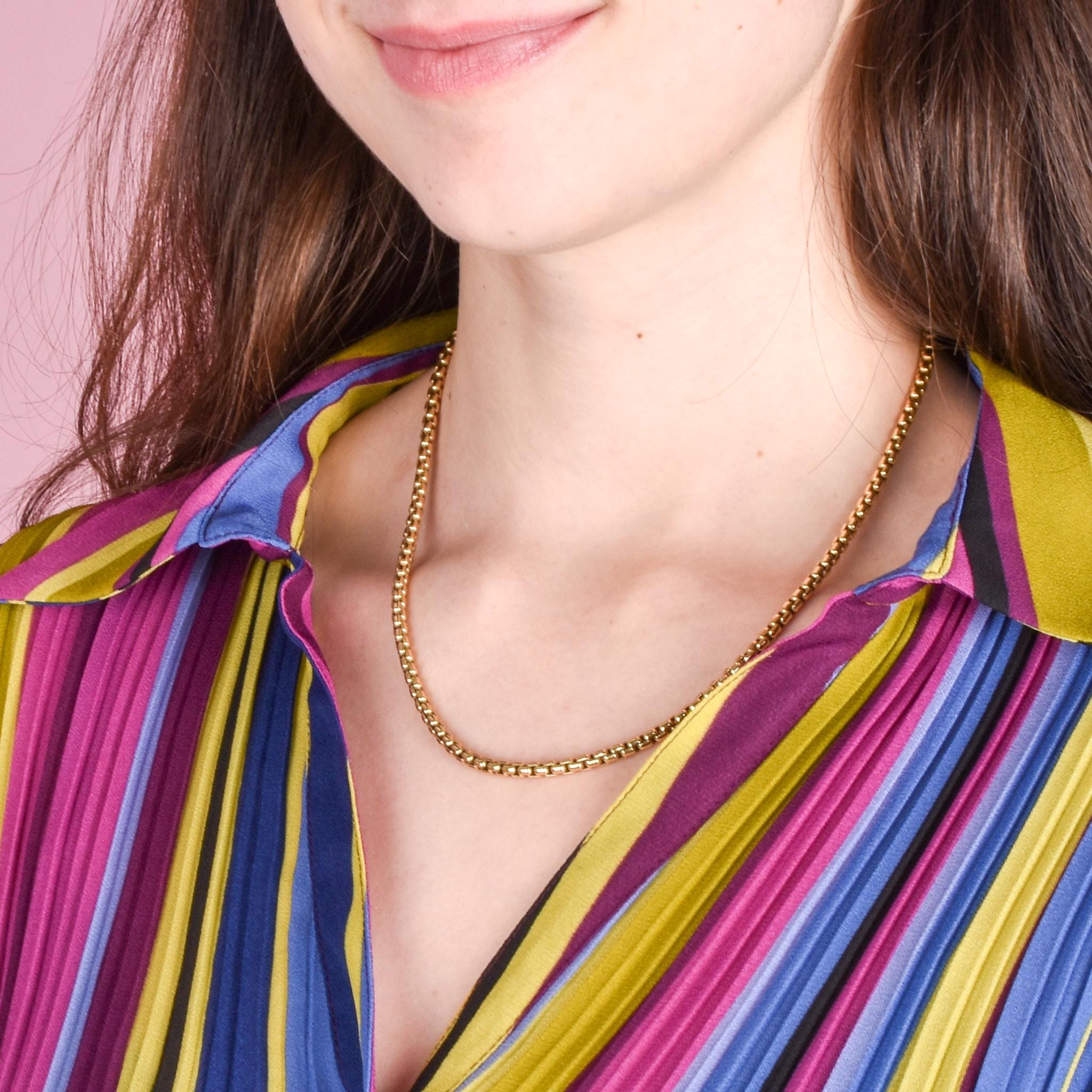 Vintage David Yurman 3.2mm 18K Gold Box Chain Necklace