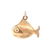 18K Gold Smiling Fish Pendant/Charm