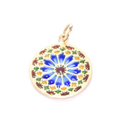 18K Gold French Plique A Jour Enamel Window Pendant